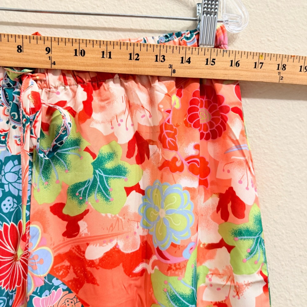 Natori Floral Pajama Pants Marrakech Garden Orange Women's Large Wide Leg - Picture 10 of 12